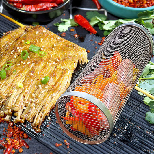 "Must-Have BBQ Tool: Rolling Stainless Steel Grilling Basket Review"
