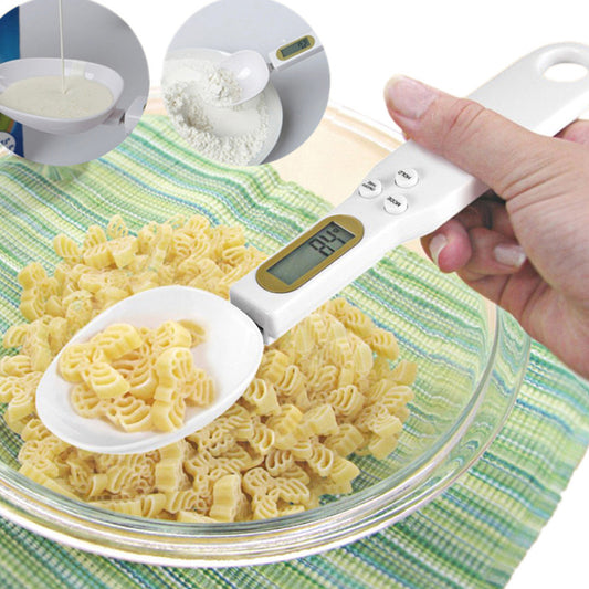 Digital spoon scale on countertop
