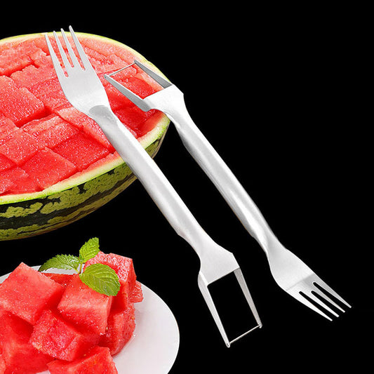 Watermelon fork used directly on the fruit


