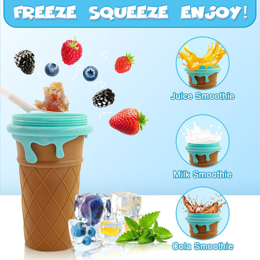 Just freeze, pour, and squeeze for instant slush

